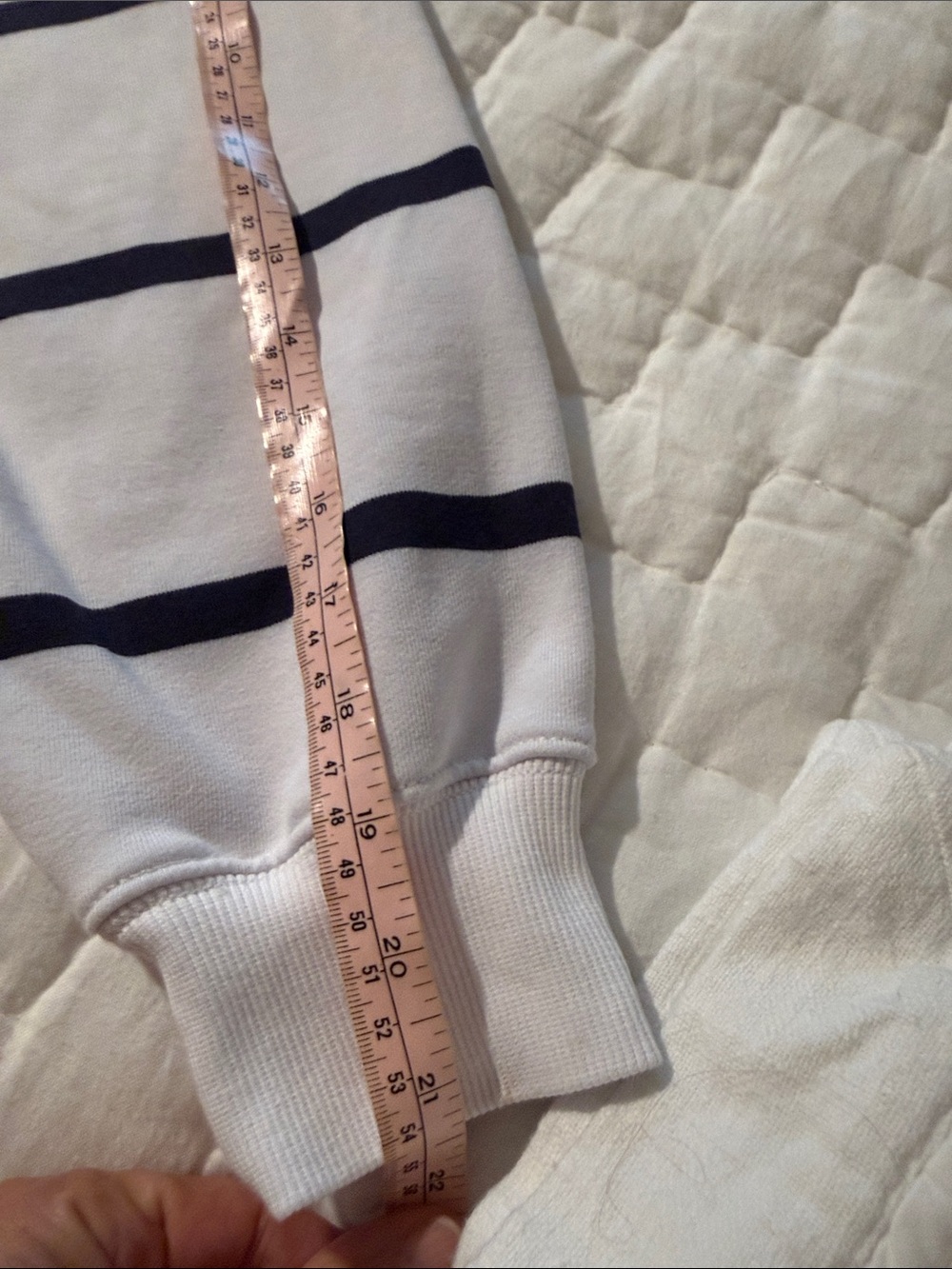 Athleta White and Navy Striped Crew Sweatshirt - Picture 4 of 9